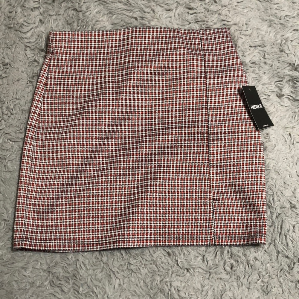 Red plaid skirt